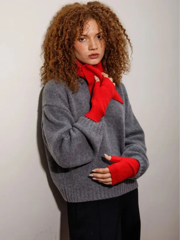 Knitted Cashmere Neck Tie - Red sold by iris