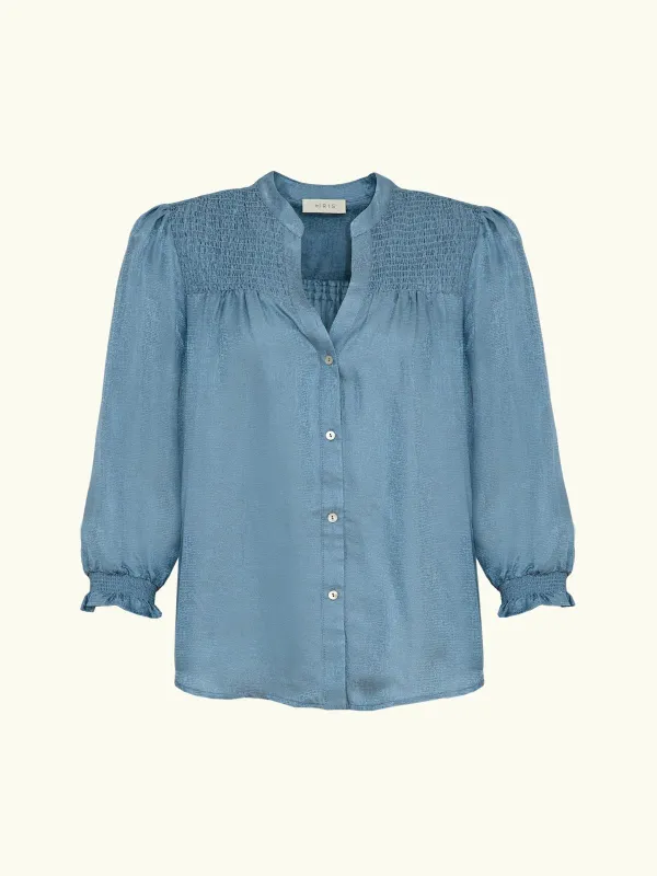 Rhys Silk Blend Blouse - Duck Egg Blue sold by iris