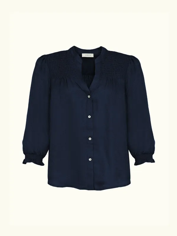 Rhys Silk Blend Blouse - Navy sold by iris