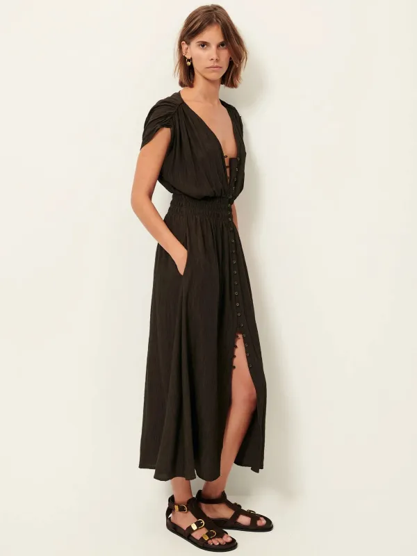 Galiane Smocked Dress - Black made by Sessun