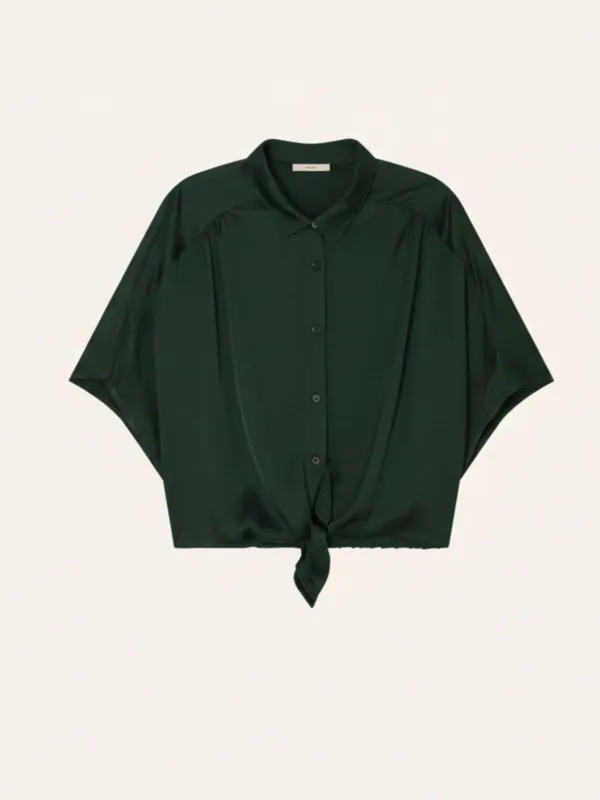 Alfassa Short Knotted Shirt - Smoke Green made by Sessun