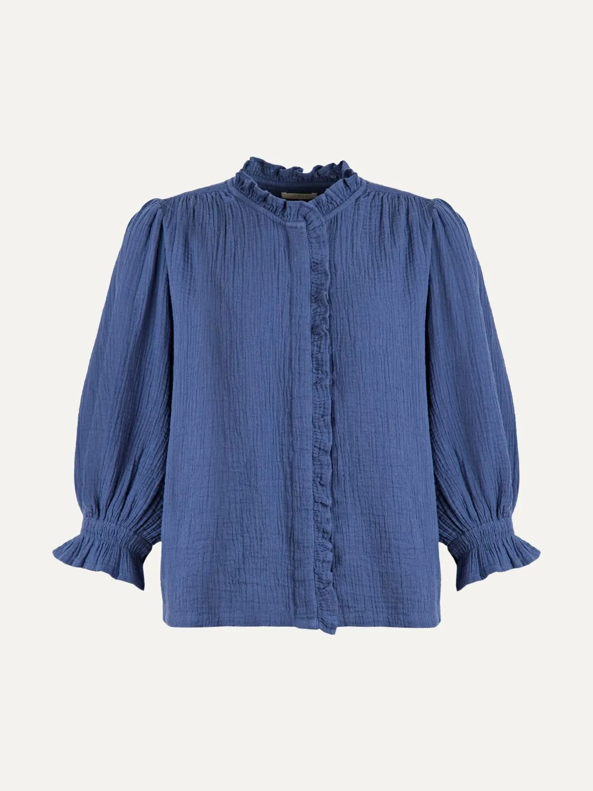 Frankie Double Cotton Gauze Blouse - Blue sold by iris