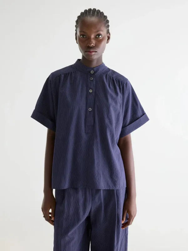 Pear Pinstripe Blouse - Navy made by Bellerose