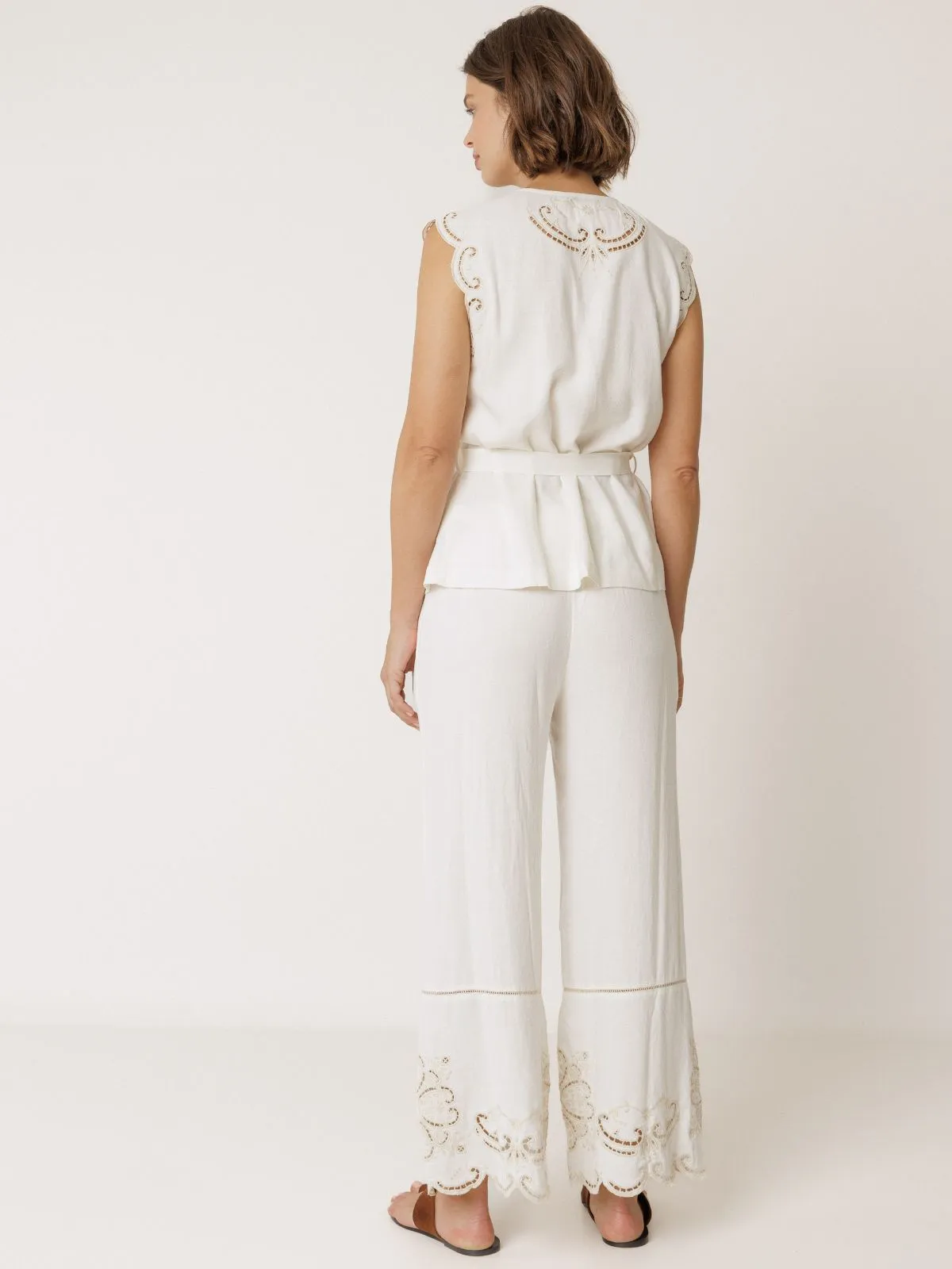 Embroidered Belted Vest - Ecru sold by iris product image thumbnail 5