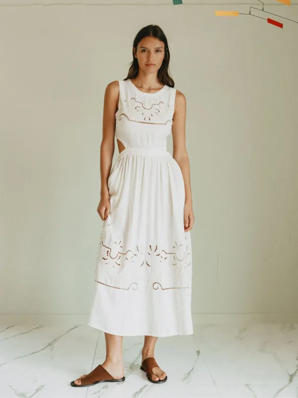 Open Back Dress - Ecru made by Indi & Cold