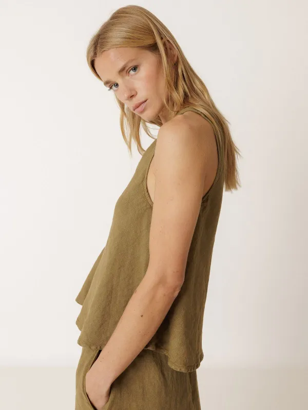 Linen Vest - Khaki sold by iris