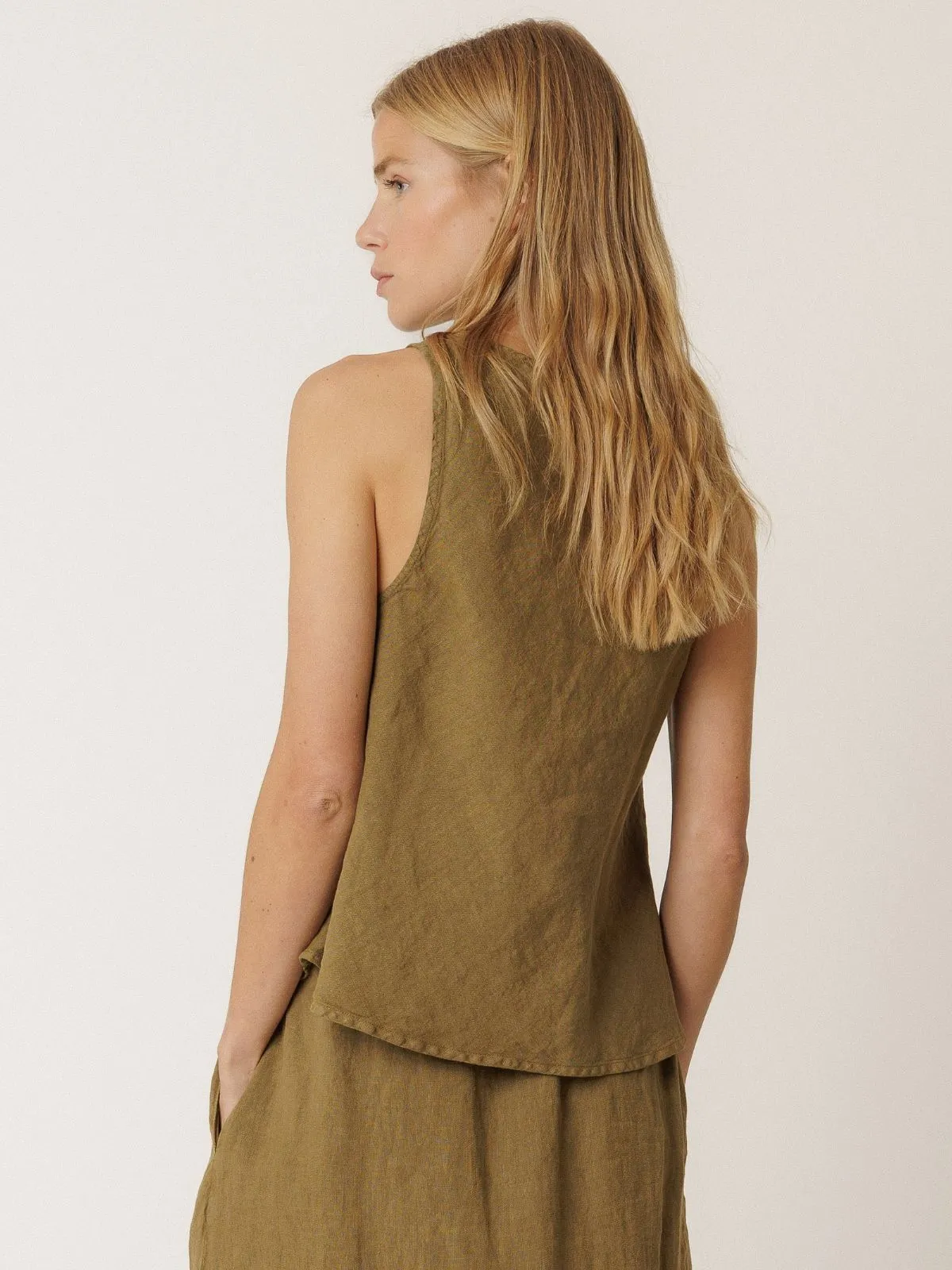 Linen Vest - Khaki sold by iris product image thumbnail 3