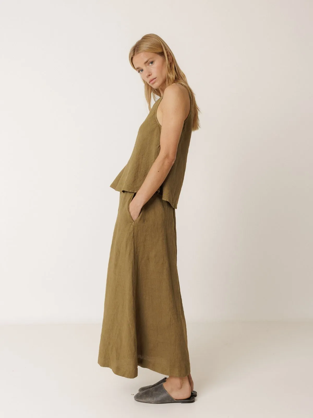Linen Vest - Khaki sold by iris product image thumbnail 4