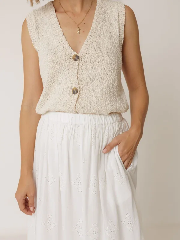 Embroidered Skirt - White made by Indi & Cold