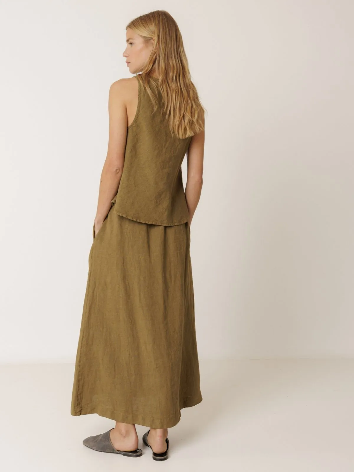 Linen Skirt - Khaki sold by iris product image thumbnail 3