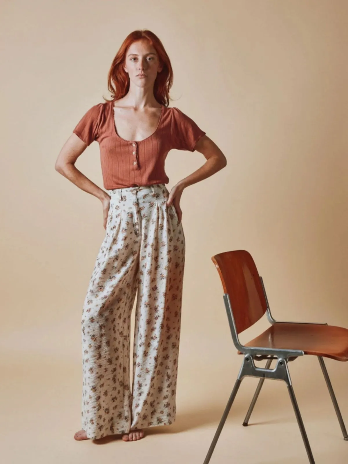 Daniel Floral Trousers - Ecru sold by iris