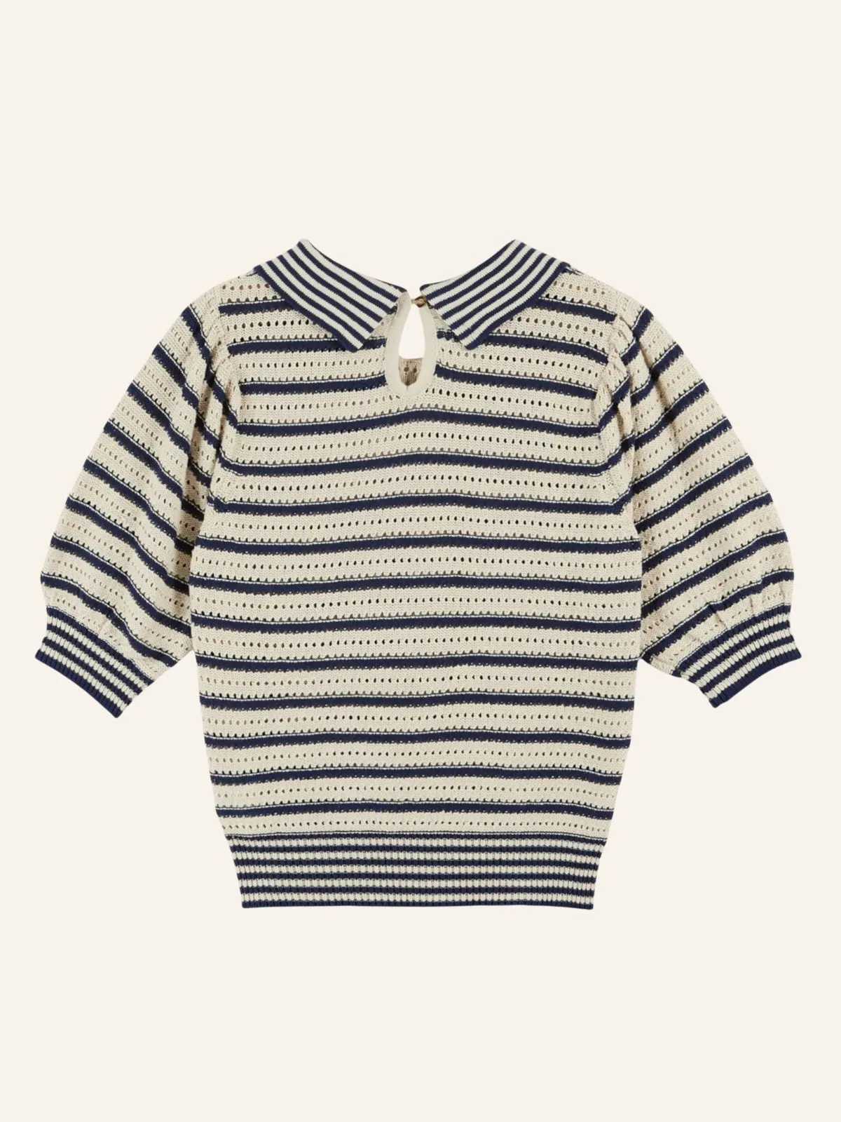 Dauphin Polo Stripe Knit - Cream & Blue sold by iris product image thumbnail 5