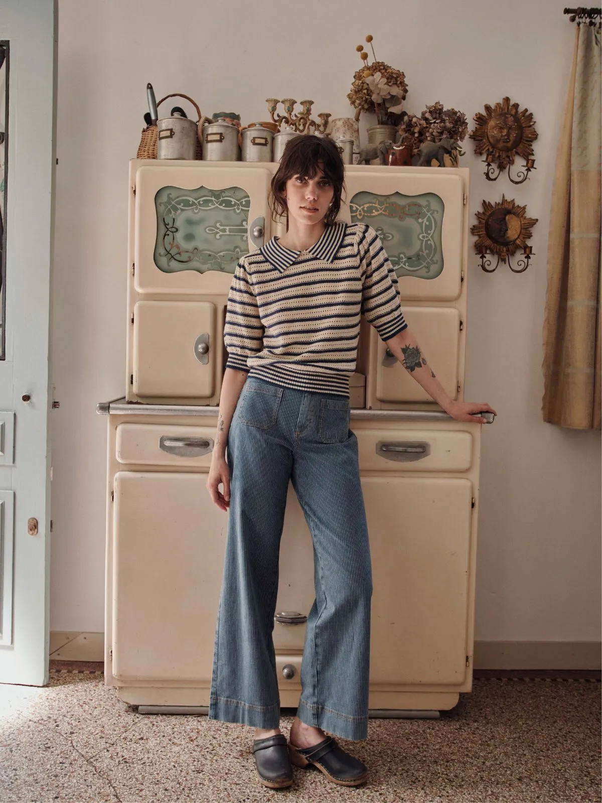 Dauphin Polo Stripe Knit - Cream & Blue sold by iris product image thumbnail 4