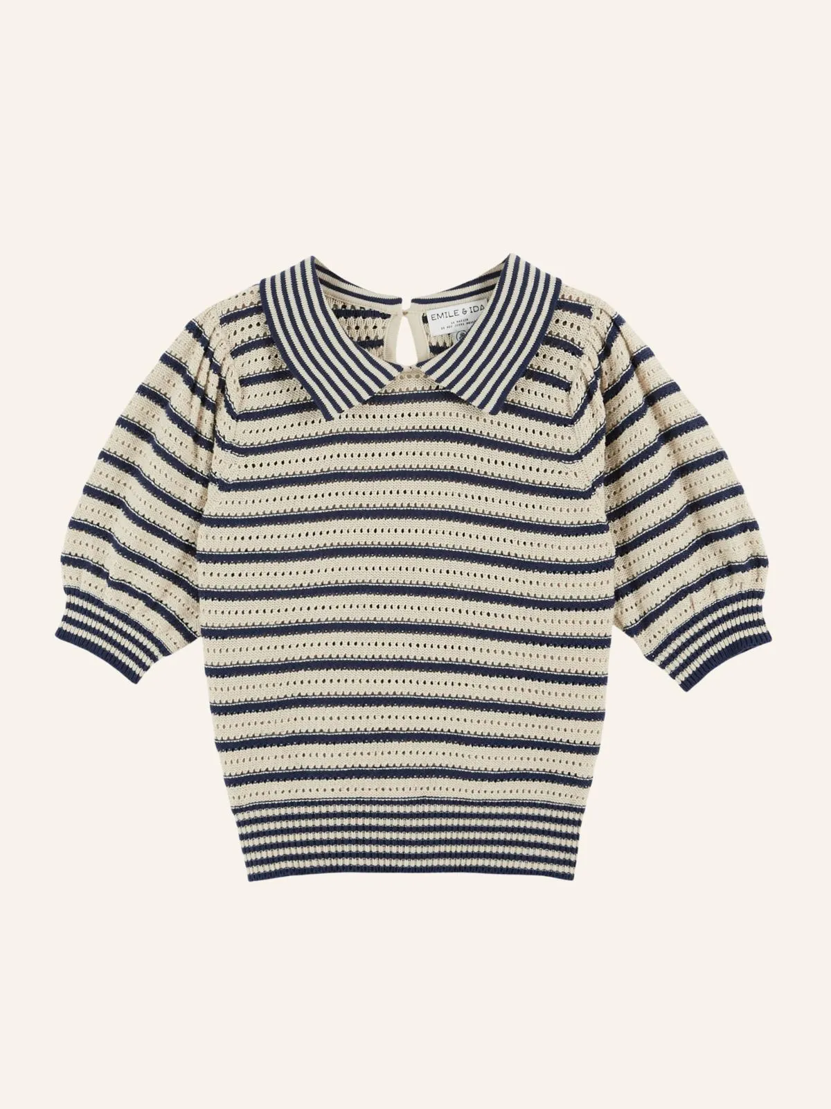 Dauphin Polo Stripe Knit - Cream & Blue sold by iris product image thumbnail 2