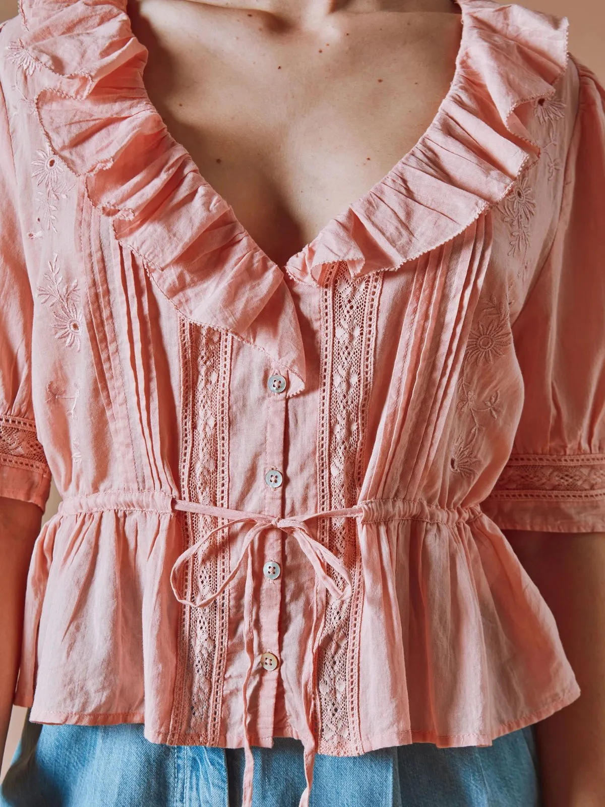 Damoiseau Ruffle blouse - Rose sold by iris product image thumbnail 3