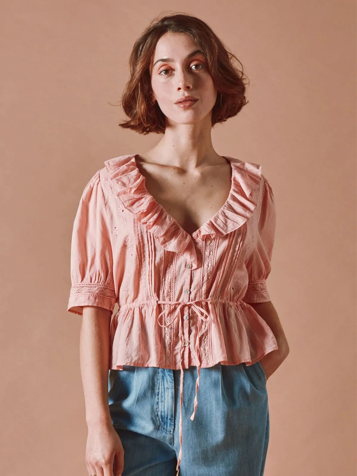 Damoiseau Ruffle blouse - Rose sold by iris