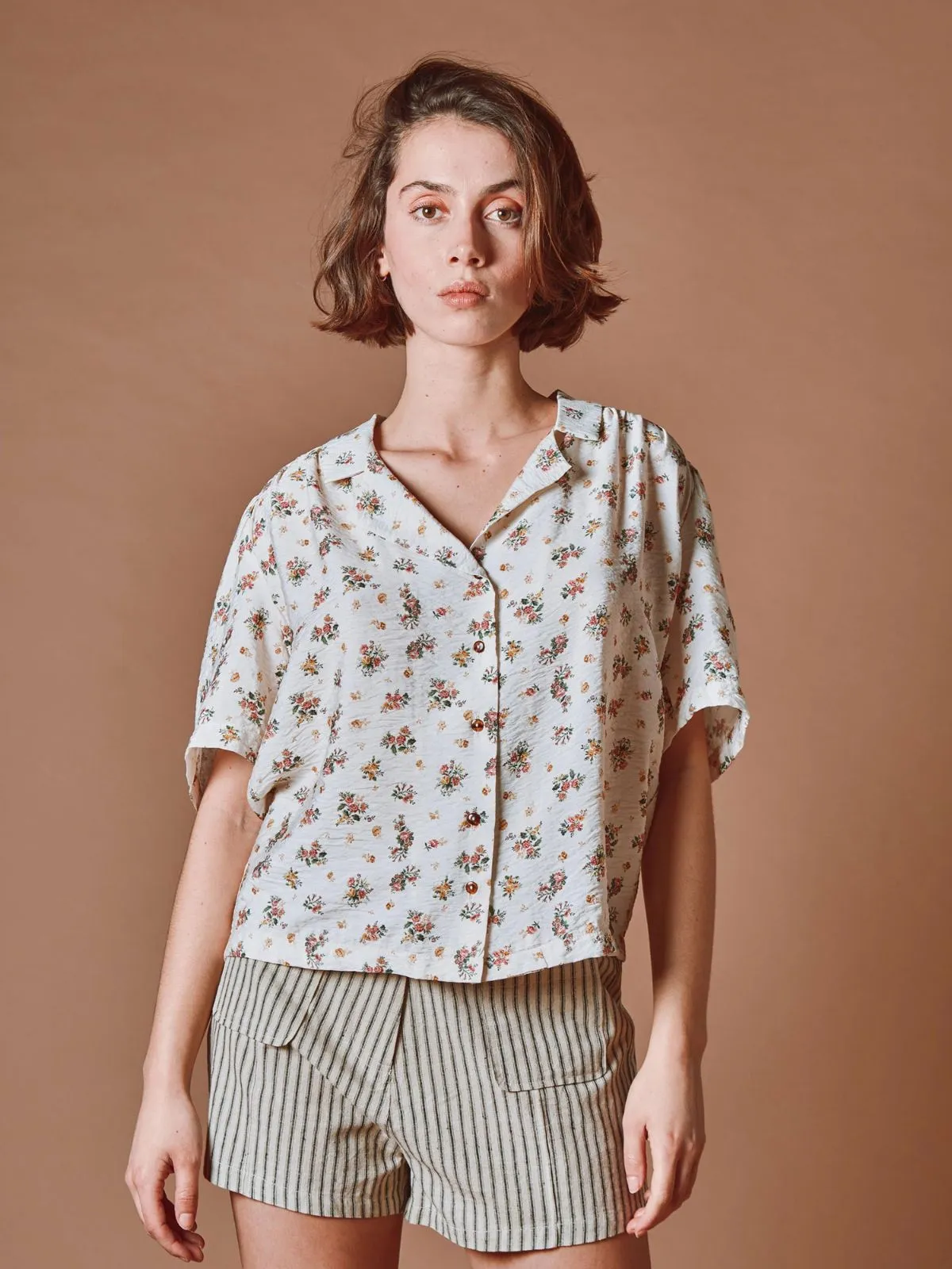 Debora Floral Shirt - Ecru sold by iris product image thumbnail 3