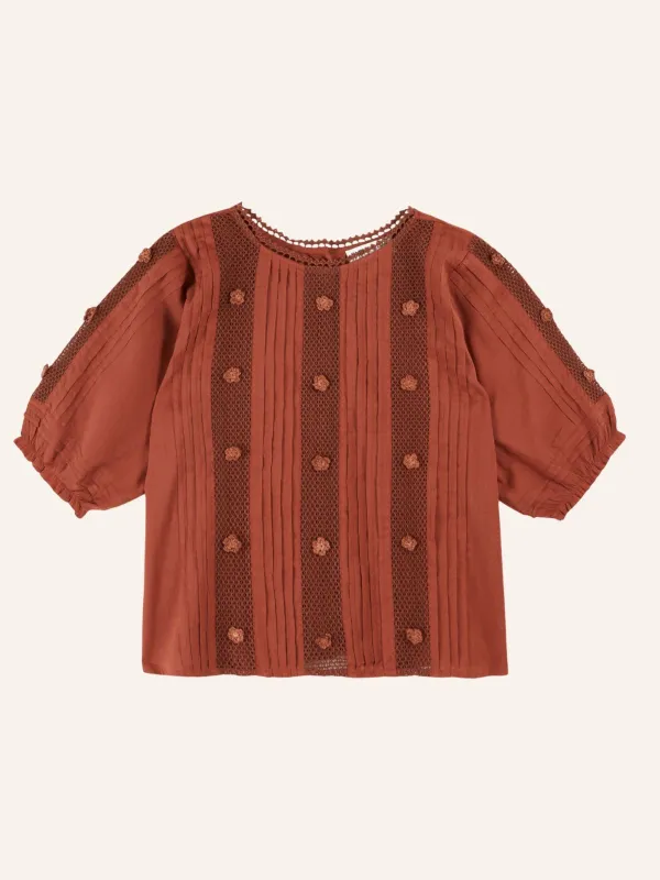 Deverley Embroidered Blouse - Rust made by iris
