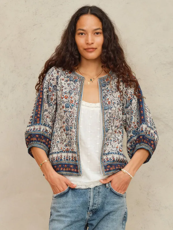 Cass Print Jacket - Indigo & Rust made by iris