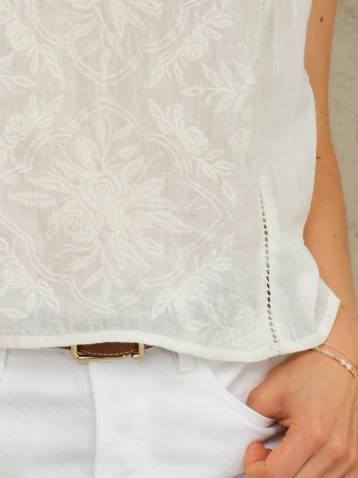 Lilia Embroidered Top - Ecru sold by iris product image thumbnail 4