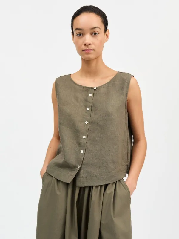 Vetiver Vest Top - Khaki sold by iris
