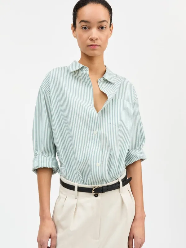 Edgar Stripe  Shirt - Aqua & White sold by iris