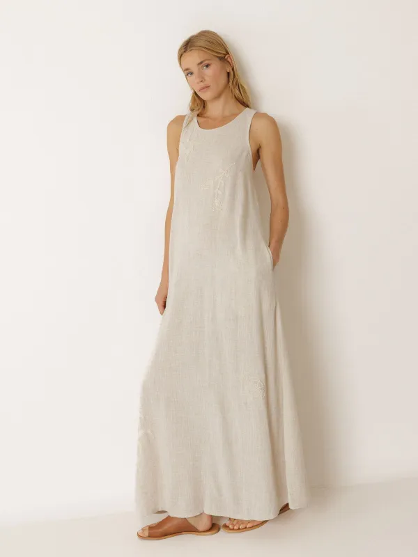 Linen Maxi Dress - Ecru made by Indi & Cold