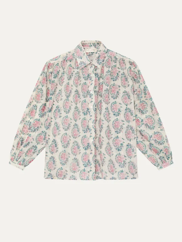 Mary  Azalea Print Lurex Shirt - Ecru made by Maison Hotel
