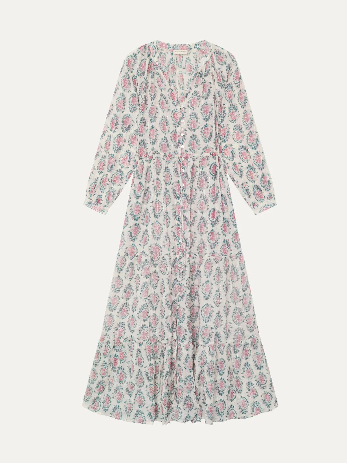 Anne Azalea Print Lurex Dress - Ecru sold by iris