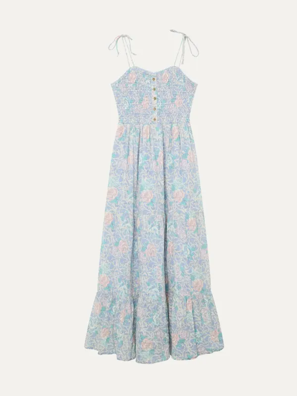 Julie Strapless Print Dress - Light Blue made by Maison Hotel