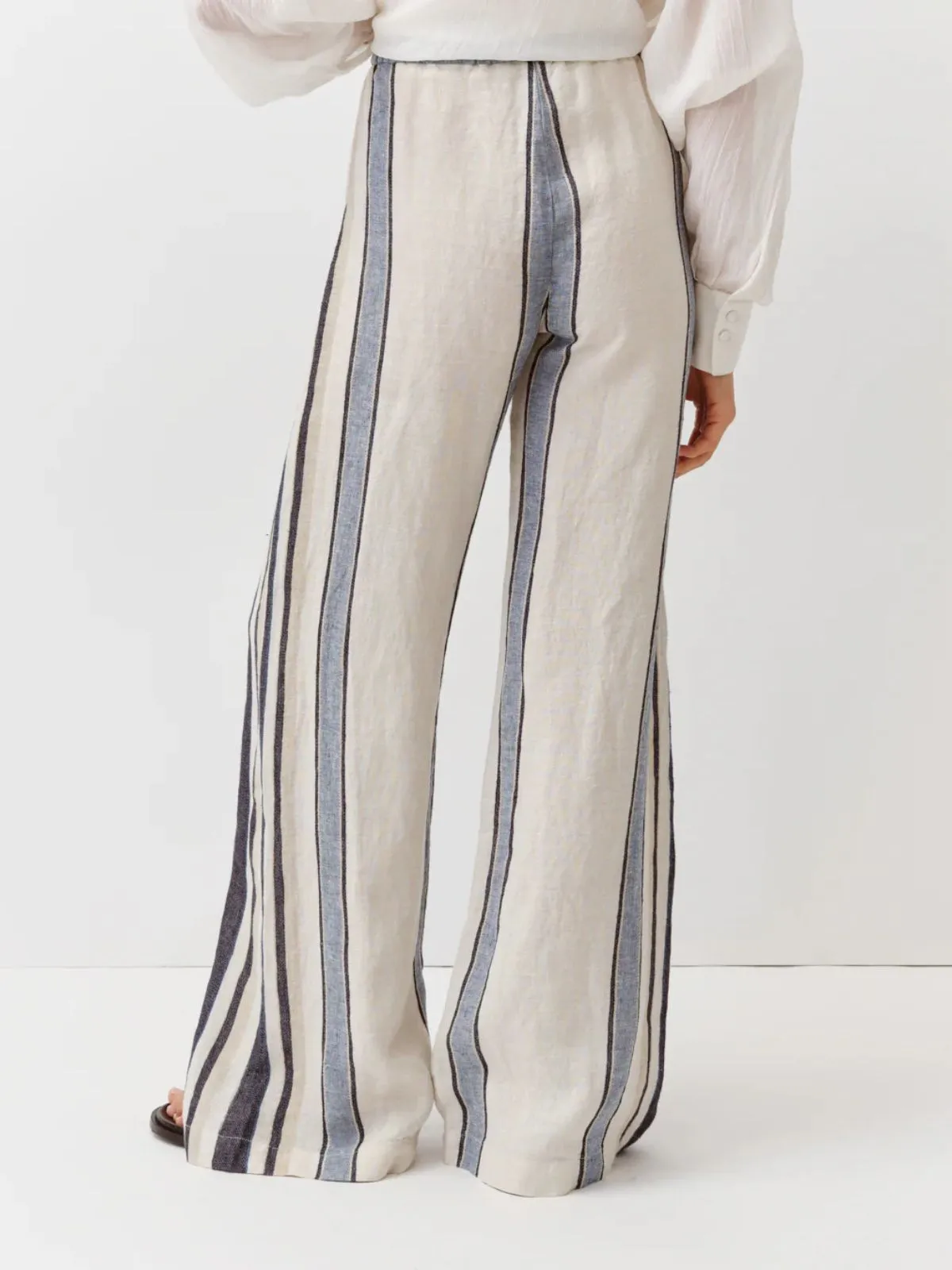 Pindo linen Stripe Trousers - Blue sold by iris product image thumbnail 3