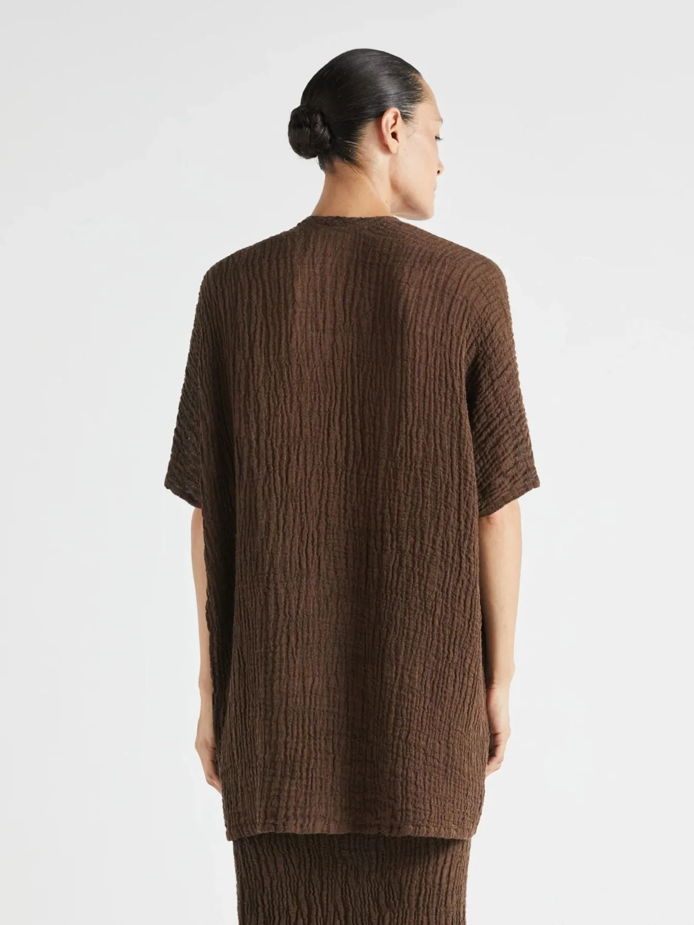 Indo Crinkle V- Neck Top - Brown sold by iris product image thumbnail 3