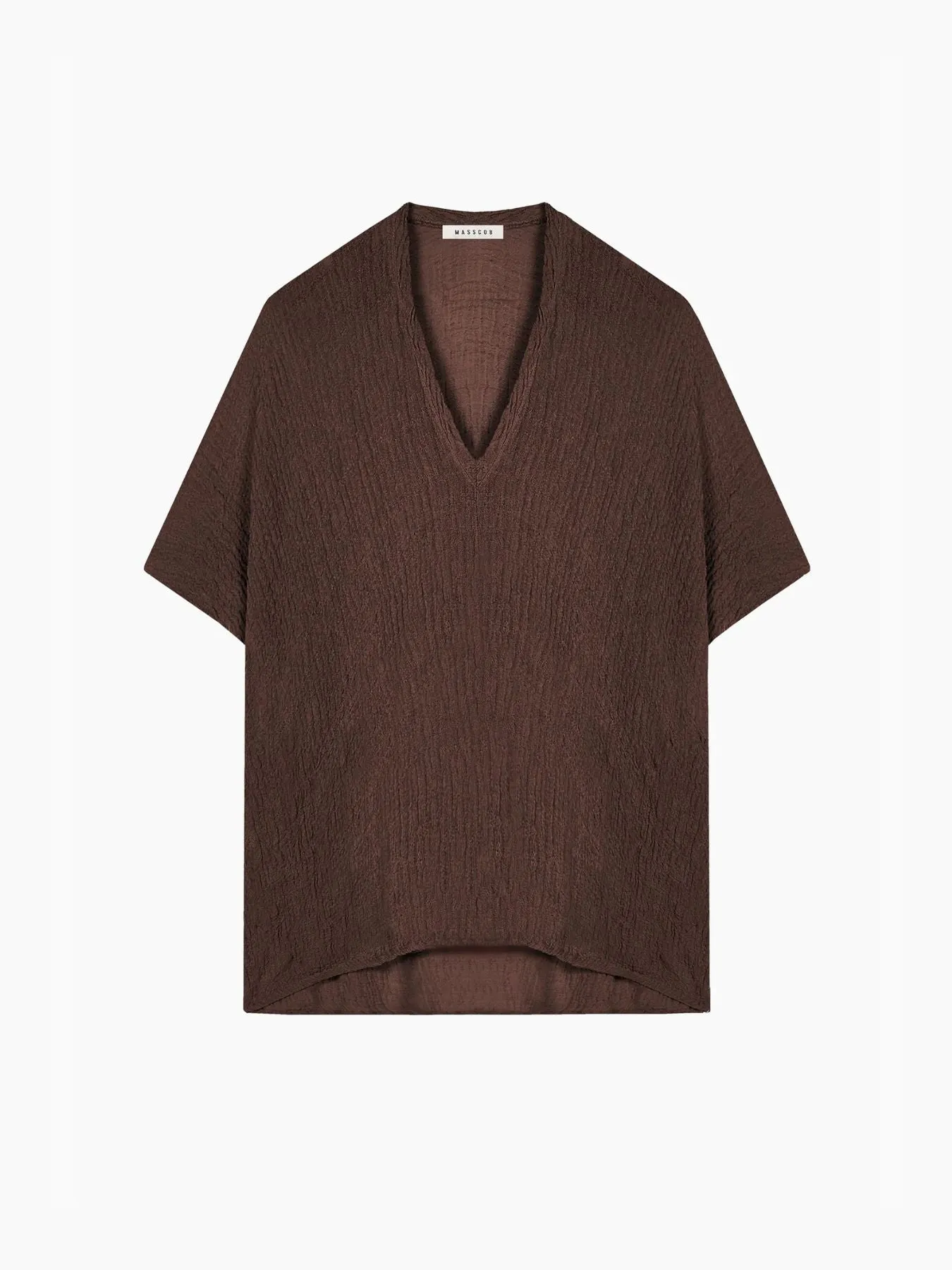 Indo Crinkle V- Neck Top - Brown sold by iris product image thumbnail 4