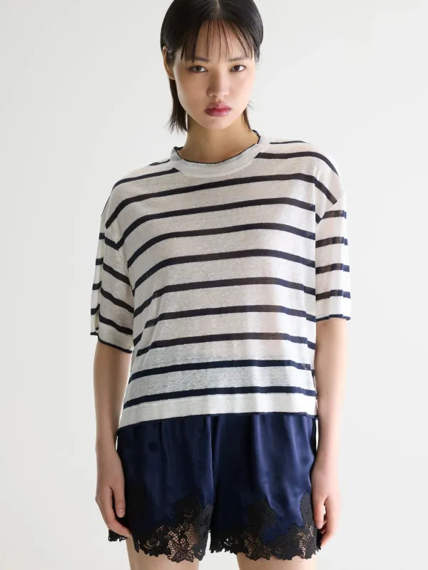 Vydel Stripe T-Shirt - Navy & White made by Bellerose