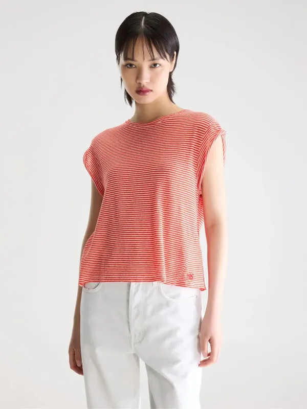 Vlyn Stripe T-Shirt - Coral made by Bellerose