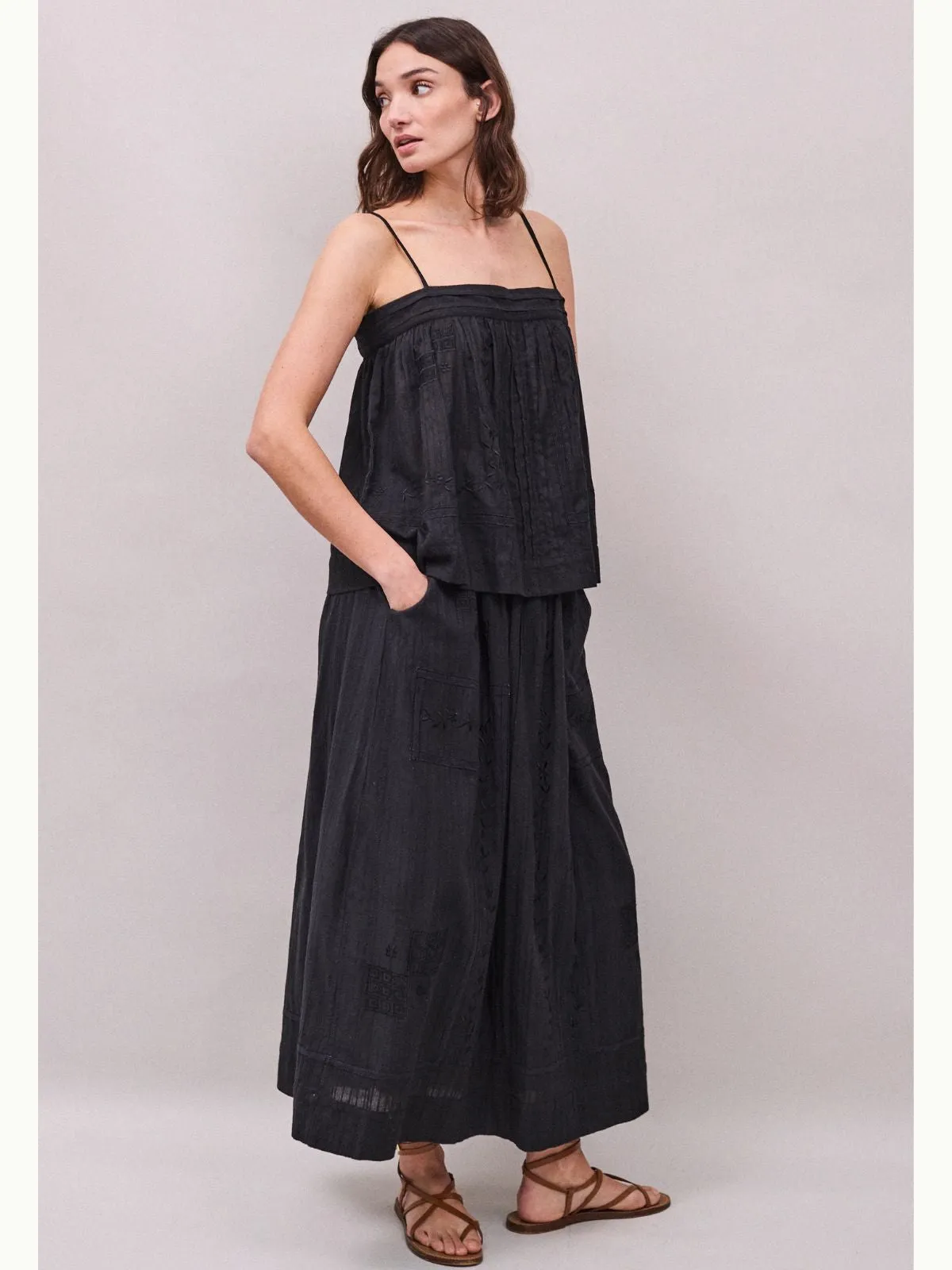 Arta Cotton Dobby Stripe Skirt - Black sold by iris product image thumbnail 3