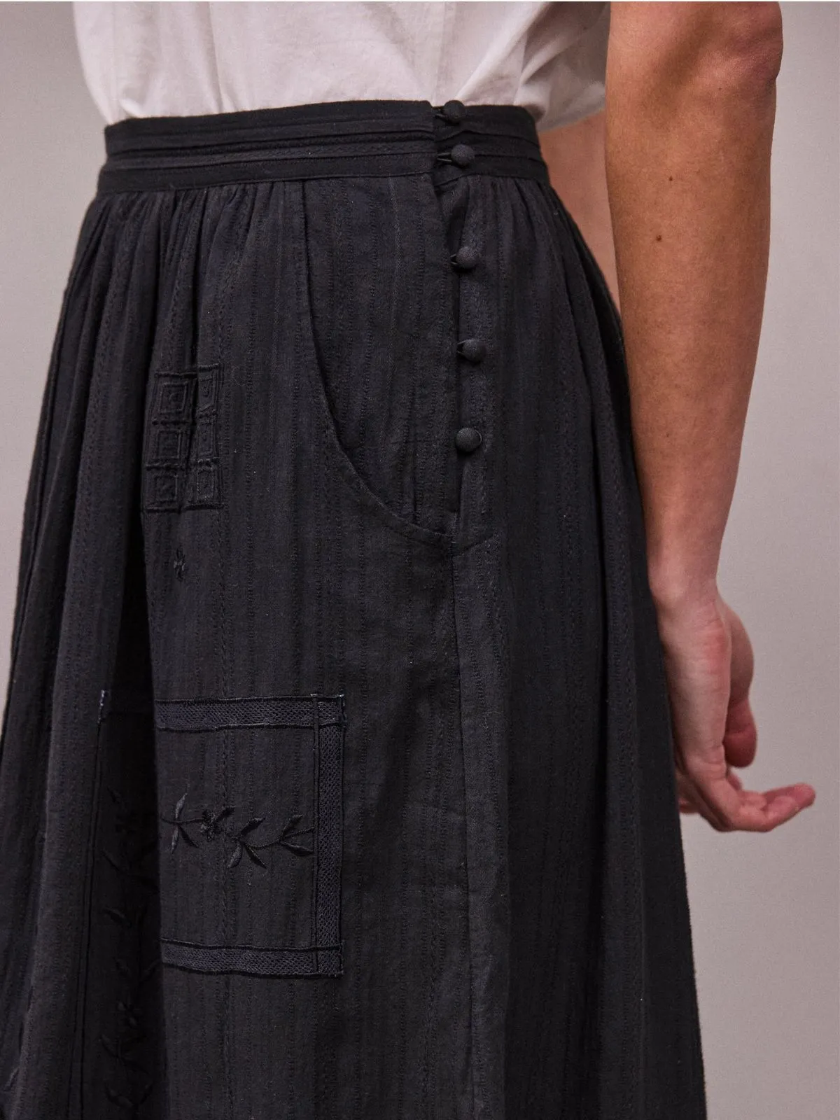 Arta Cotton Dobby Stripe Skirt - Black sold by iris product image thumbnail 2