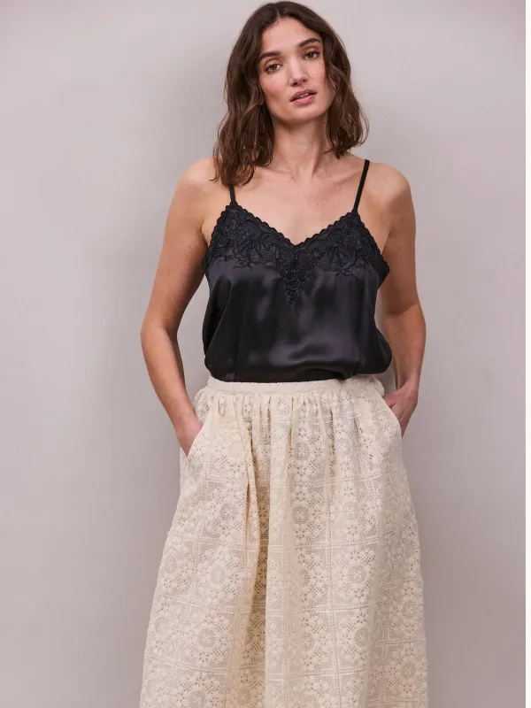 Cynthia Satin Camisole - Black made by iris