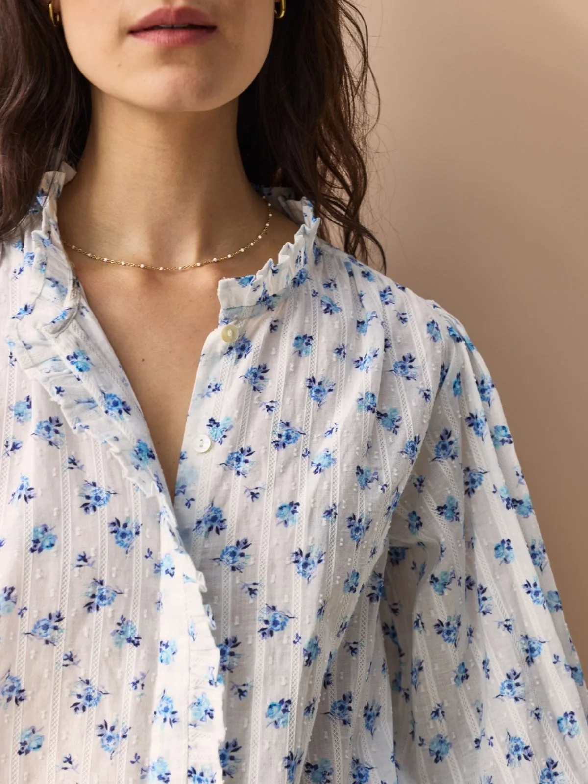 Frankie Ruffle Blouse - Blue Rose Print sold by iris product image thumbnail 2