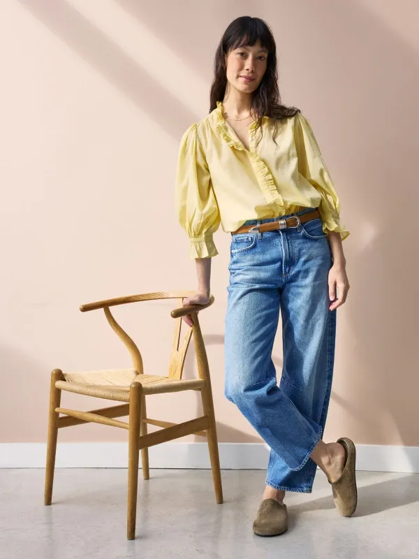 Frankie Voile Ruffle Blouse - Mellow Yellow made by iris