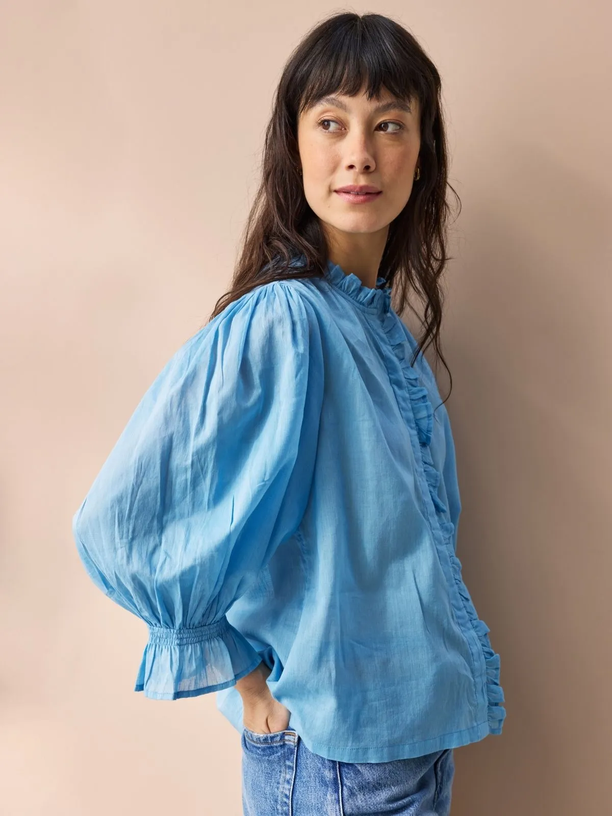 Frankie Voile Ruffle Blouse - Light Blue sold by iris product image thumbnail 4