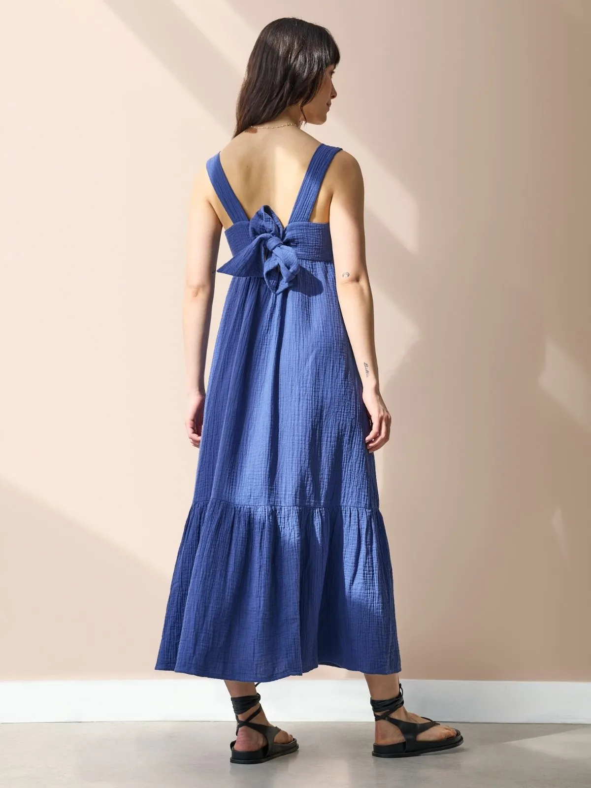 Ivy Double Cotton Gauze Dress - Blue sold by iris product image thumbnail 2