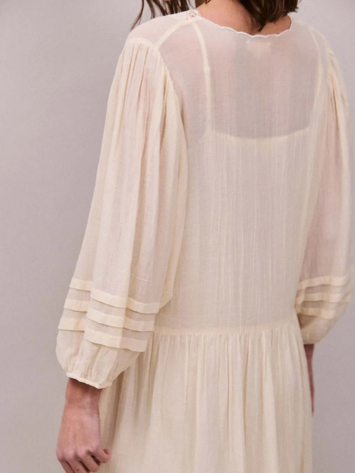 Eva Lace -Timmed Neckline Dress - Buttermilk sold by iris product image thumbnail 4