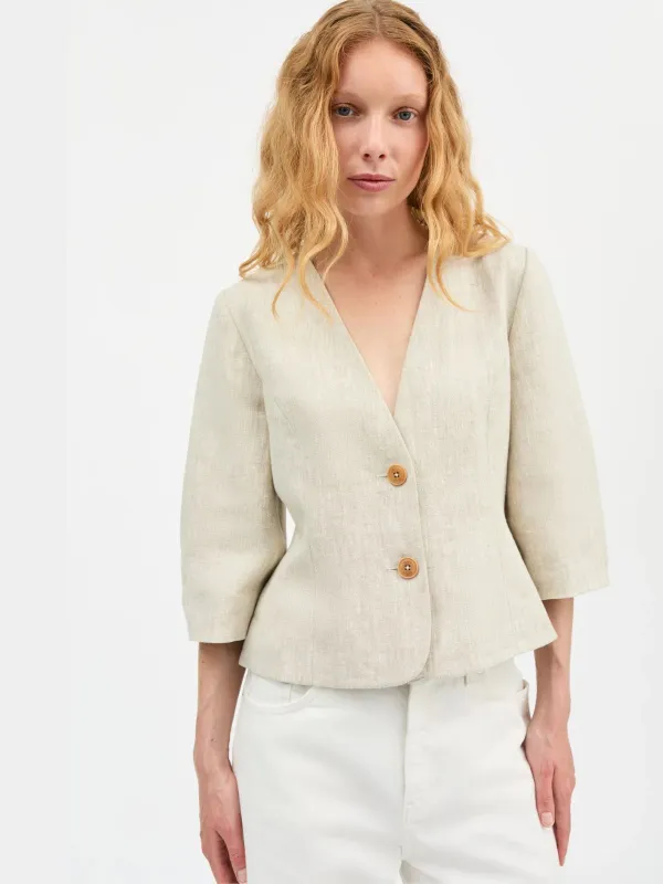 Belleville Linen Blazer - Natural made by Skall Studio