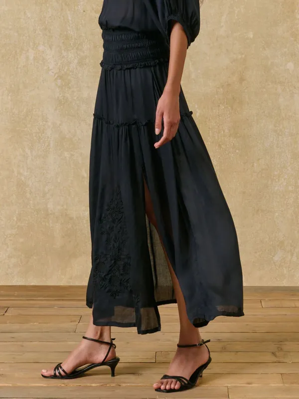 Polly Embroidered Skirt - Black made by Louise Misha