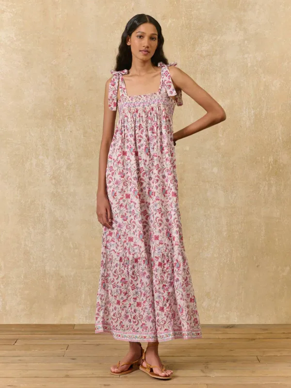 Marcelette Florant Print  Dress - Pink made by Louise Misha