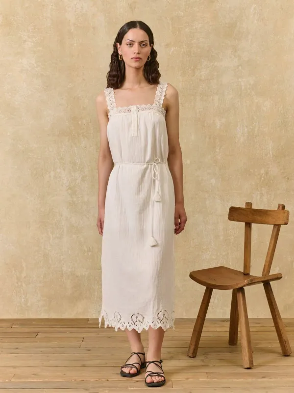 Madera Double Cotton Gauze Dress - Off White made by Louise Misha