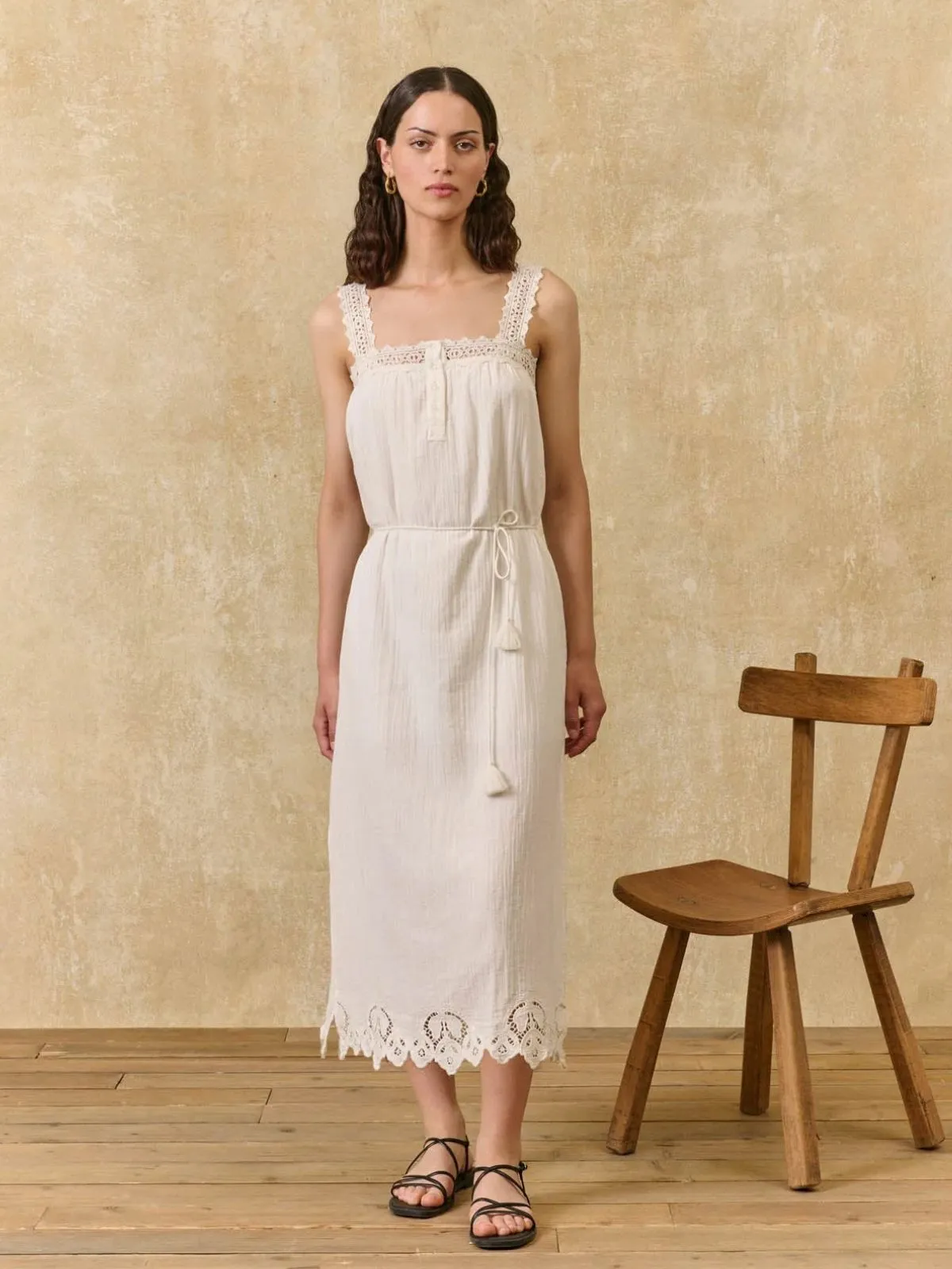 Madera Double Cotton Gauze Dress - Off White sold by iris