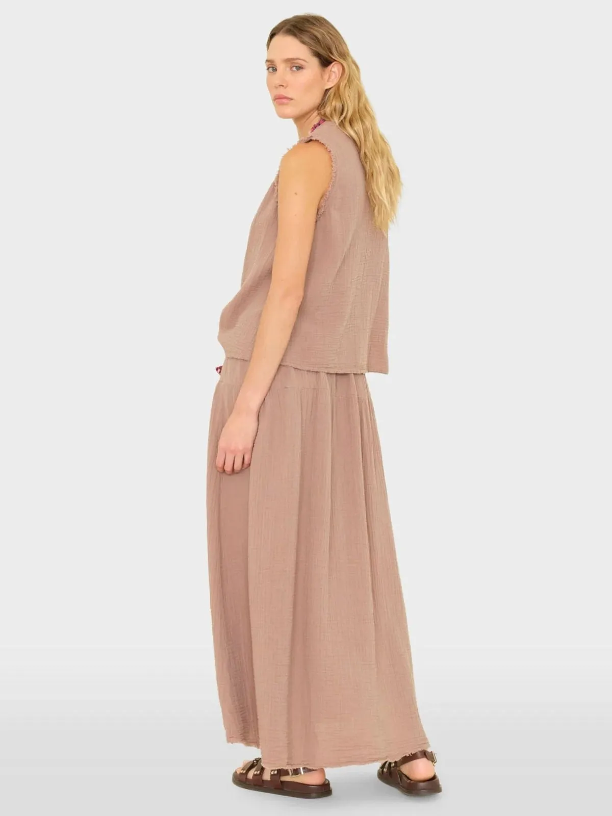Evelyn gauze skirt - Ash Brown sold by iris product image thumbnail 3