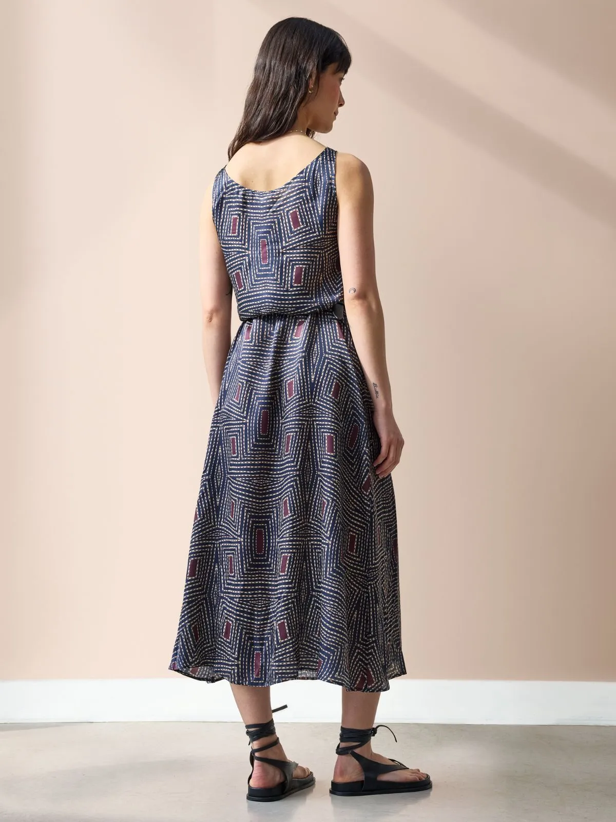 Ruca Silky Print Dress - Navy sold by iris product image thumbnail 2